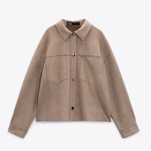 Zara NWOT Women’s Faux Suede Taupe Jacket- Size S